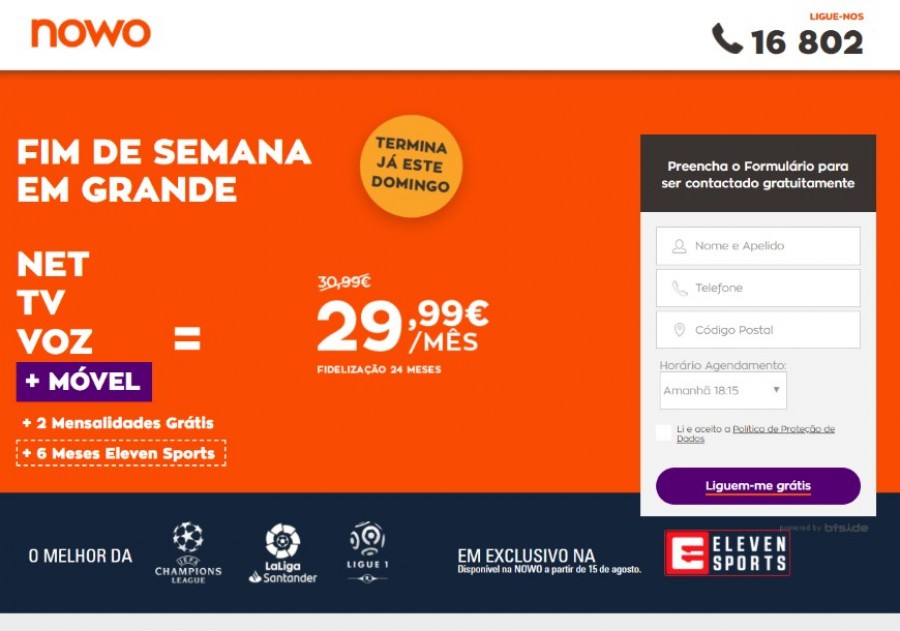 Nowo leva a cabo promoção e oferece 6 meses dos canais Eleven Sports